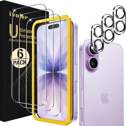 Vista 16 de ivoler Paquete de 3 + 3 protectores de pantalla de vidrio templado para iPhone Air de 6.5 pulgadas con protector de lente de cámara con marco
