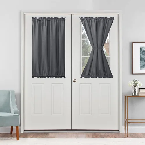 Vista 40 de Hiasan Cortinas francesas para puerta de privacidad, cortina frontal semitransparente con bolsillo para barra para ventana de puerta, 1 panel