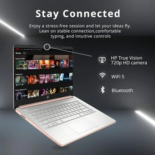 Vista 5 de HP 2022 Stream - Laptop BrightView HD de 14 pulgadas, Intel Celeron N4120, 4 GB de RAM, 64 GB SSD, gráficos Intel HD, cámara web 720p, 1 año Office