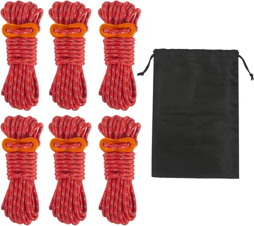 Vista 8 de Smithok Paquete de 6 cables ultraligeros de 16.4 pies con tensor de ajuste de aluminio, cuerdas Guy Lines para acampar al aire libre, senderismo