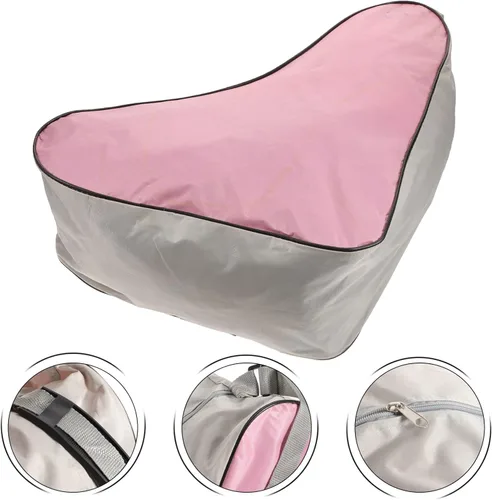 Vista 3 de VALICLUD Bolsa unisex para patinaje sobre hielo, bolsa de tela de malla, bolsa de hombro triangular para patines en línea, color rosa