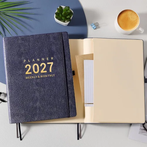 Vista 9 de Agenda 2027, semanal y mensual, enero 2027 - diciembre 2027 Verde