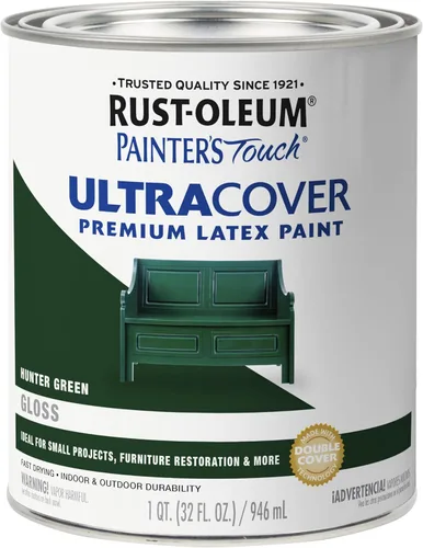 Vista 32 de Rust-Oleum 1976502 Painter's Touch - Pintura de látex, cuarto de galón, negro plano, 32 onzas líquidas, (paquete de 1)
