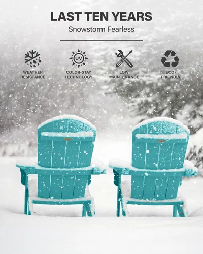 Vista 4 de YEFU Silla Adirondack, silla Adirondack de plástico de gran tamaño, sillas plegables para exteriores con soporte para tazas, silla de césped