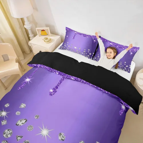 Vista 83 de Feelyou Coquette Bow Bedding Set Twin Size Leopared Bows Comforter Cover for Kids Teens Adults Glitter Diamond Blue Duvet Cover Cute Bowknot Room