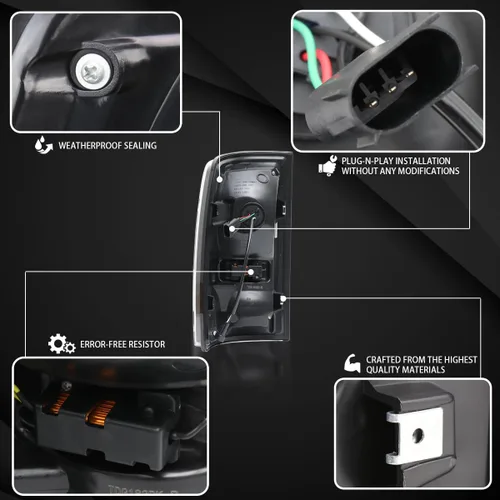 Vista 4 de AUTOZENSATION Compatible con Dodge Ram 1500/2500/3500 2009-2018, conjunto de par izquierdo y derecho, luces traseras LED de humo negro con barra