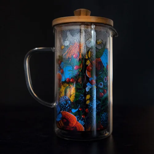 Vista 6 de Rasa - Cafetera de prensa francesa de 11.8 fl oz, vidrio de borosilicato de doble pared resistente al calor, sin BPA, 100% libre de plástico