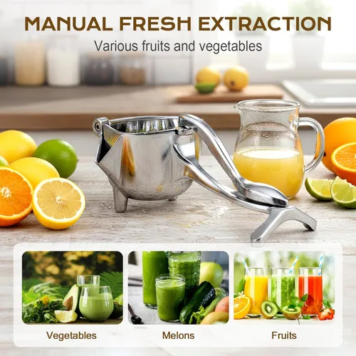 Vista 3 de Extractor de jugo de fruta fresca de aleación de aluminio, exprimidor de mano exprimidor de limón, prensa manual con agarre ergonómico, fácil