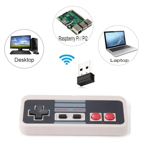 Vista 6 de KIWITATA 2X Wireless Nes USB Controller for PC Gamings, 2.4ghz Wireless USB Remote N-E-S Emulated Game Pad Controller for Windows XP 7 8 11 & MAC &
