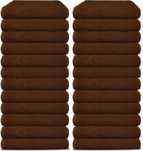 Vista 21 de Paquete de 12 toallas de salón de lujo, 100% algodón hilado en anillo, cómodas, no decoloradas, altamente absorbentes, (25 x 15), toalla