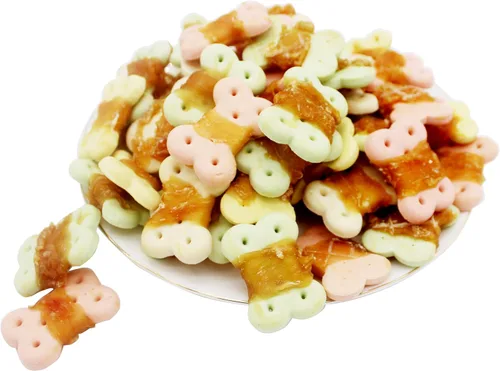 Vista 2 de Galletas envueltas en pollo masticables para perros pequeños sin cuero crudo 0.5lb/227g