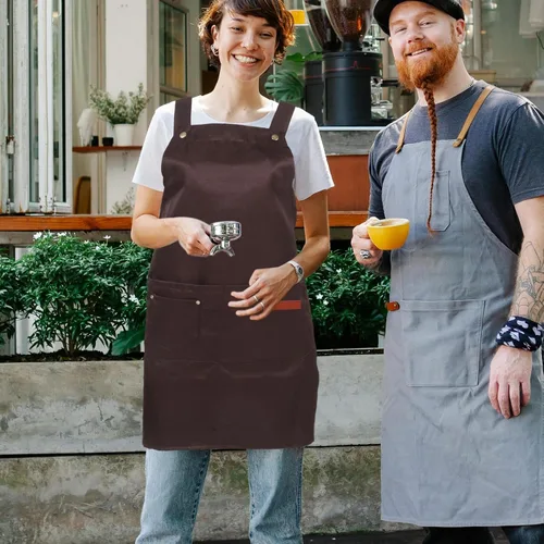 Vista 6 de CLISPEED Waterproof Utility Apron for Men and Women Adjustable Bib Chef Apron with Pockets for Cooking Commercial Kitchen Food Service and Cleaning