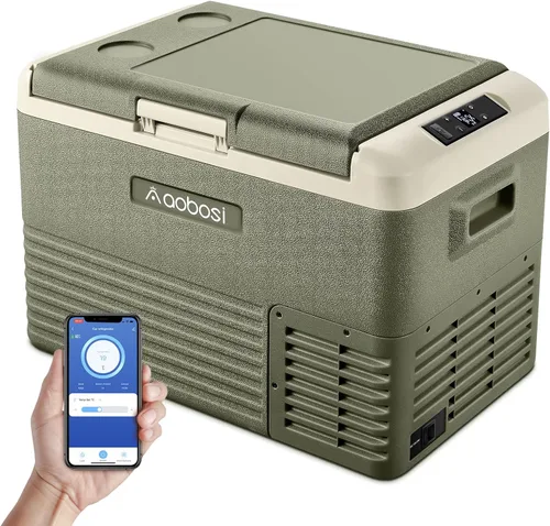 Vista 8 de AAOBOSI Refrigerador de automóvil, 40 cuartos (36 L) portátil de 12 voltios con ruedas, altavoz Bluetooth, mango y batería alimentada, -4 ℉ ~ 68 ℉