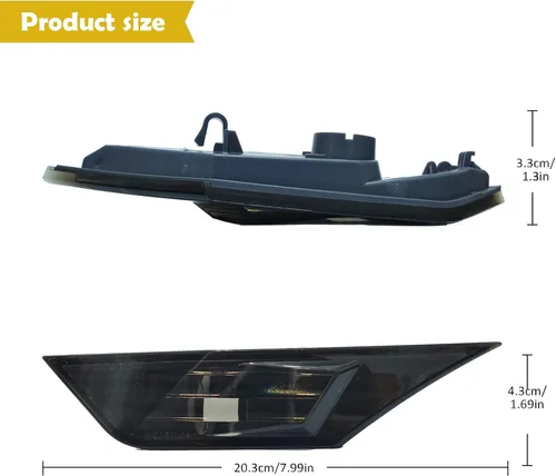 Vista 4 de Luz de Marca Lateral LED Ámbar con Lente Ahumada Compatible con Honda Civic 10ª Generación 2016-2021 Sedán Coupé Hatchback