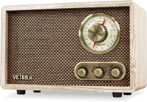 Vista 8 de Victrola Willow - Radio Bluetooth de madera retro con altavoces integrados: diseño elegante y vintage, dial giratorio de sintonización AM/FM