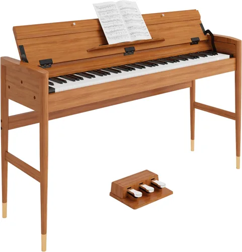 Vista 8 de ZHRUNS Piano digital con peso de 88 teclas, escritorio de madera de tamaño completo, piano eléctrico como para escritorio o tocador, con triple