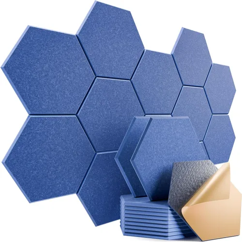 Vista 69 de Paquete de 12 paneles acústicos autoadhesivos de 12 x 10 x 0.4 pulgadas, paneles de espuma a prueba de sonido con alta densidad, elegante diseño