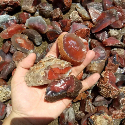 Vista 5 de Wixine 1 unids 3.53 oz natural áspero cornalina cruda piedra cruda cristal ágata roja Mozambique