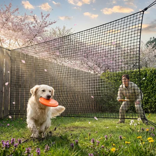 Vista 7 de Red de valla de práctica de golf de poliéster negro, red de barrera de pelota de golf resistente, red de sena de golf portátil para interiores