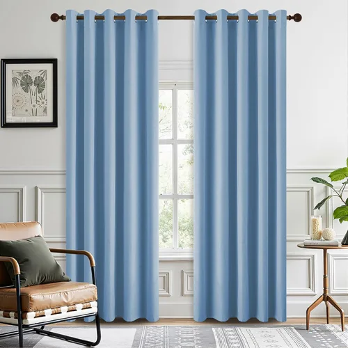 Vista 68 de DONREN Cortinas opacas completas para dormitorio, aislamiento térmico y reducción de ruido, cortinas de lino con ojales para sala de estar y Negro