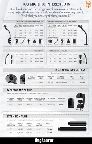Vista 8 de Soporte para micrófono: soporte de micrófono de escritorio flexible de cuello de cisne de 24 pulgadas con base de montaje de brida para atril