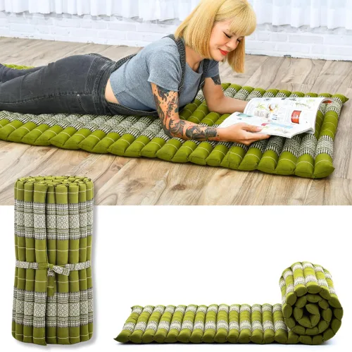 Vista 53 de Leewadee - Colchón de suelo plegable - Futón japonés enrollable -Alfombra de tatami triple pliegue - Cama de piso para invitados - Colchón