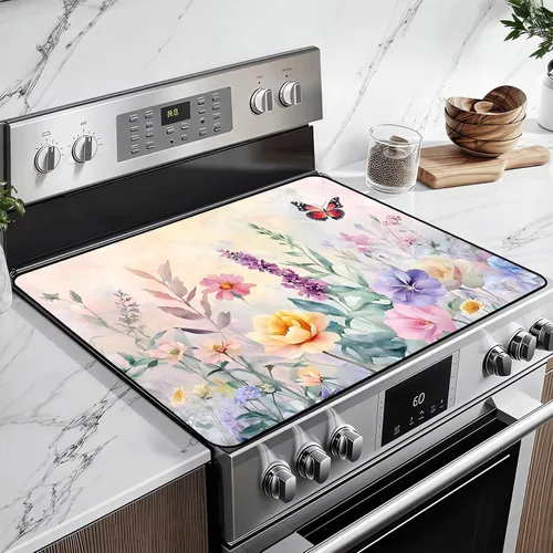 Vista 17 de Cubierta superior de estufa de vidrio resistente al calor con revestimiento de goma antideslizante, protector de estufa eléctrica de 28.5 x 20.5