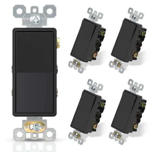 ELEGRP Interruptor de luz decorativo de 4 vías, 15 amperios, 120-277 voltios, interruptor de pared basculante decorativo de CA de repuesto, con