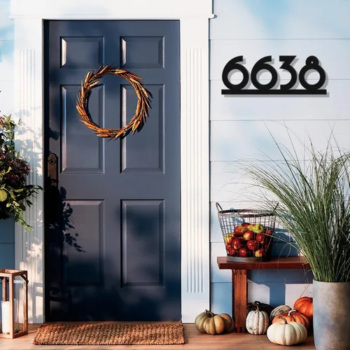 Letrero de metal personalizado con número de casa para exterior moderno, letrero de número de dirección personalizado para casa, placa de dirección