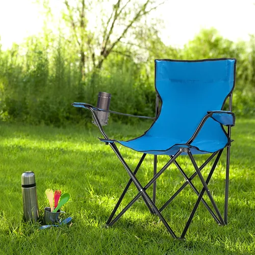 Sillas de campamento resistentes, silla de campamento plegable portátil de gran tamaño con 1 portavasos para interiores o exteriores, soporta