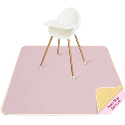 Vista 10 de Basumee Tapete para silla de bebé, impermeable, para debajo de la silla alta, tapete para atrapar alimentos para silla alta, tapete para silla alta