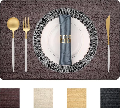 Vista 22 de PIGCHCY Juego de 6 manteles individuales en forma de cuña con centro de mesa, redondos, lavables, resistentes al calor, manteles individuales