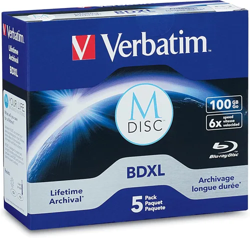 Vista 11 de Verbatim M DISC BD-R 25GB 4X Lifetime Archival Hub de inyección de tinta blanca imprimible en blanco Blu-Ray medios grabables - husillo de 10