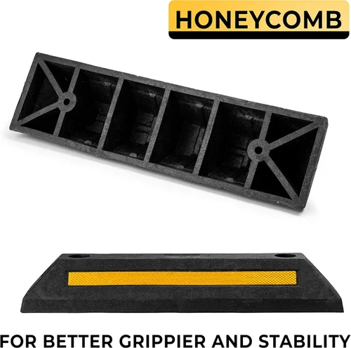 Vista 7 de ZONETECH Guía de aparcamiento de goma resistente, tope de rueda de garaje duradero de alta calidad para automóvil con borde de cinta amarilla