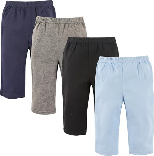 Vista 16 de Luvable Friends Pantalones de algodón para bebé niño Rayas negras paquete de 4