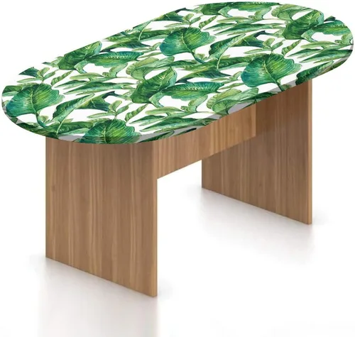 Vista 16 de Mantel ovalado ajustable de poliéster elástico con estampado de leopardo y guepardo con diseño de beso, se adapta a mesas ovaladas de hasta 42 x 60