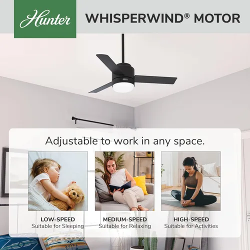 Vista 2 de Hunter Fan Company 51844 Gilmour - Ventilador de techo, color negro mate