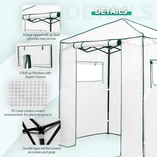 Vista 4 de EAGLE PEAK - Invernadero instantáneo emergente, para plantas de interior y exterior, con puertas con cremallera enrollables y ventanas laterales