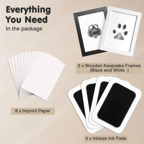 Vista 4 de Kit de huellas sin tinta para perros, gatos y bebés, kit de huellas de manos de bebé y nariz de perro de tacto limpio, kit de huellas de perro sin