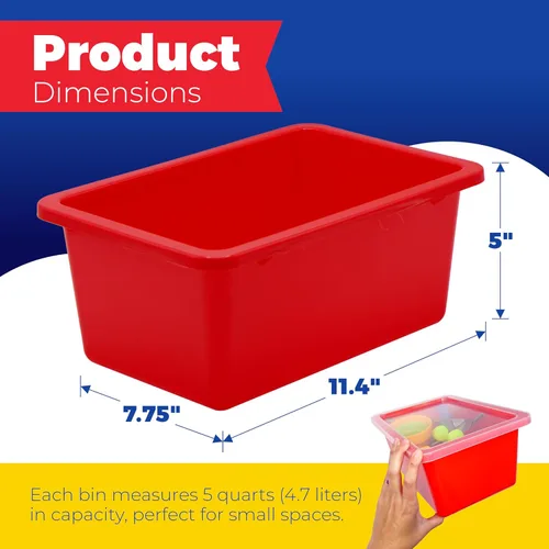 Vista 3 de 4E's Novelty Contenedores de almacenamiento de plástico con tapas, 5 cuartos de galón, paquete de 3, cubos de almacenamiento de plástico coloridos