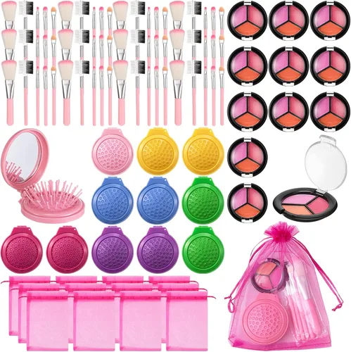Willinglong 12 juegos de maquillaje para niñas, suministros de fiesta de spa para niñas, juego de cosméticos de maquillaje para fiestas de Multicolor