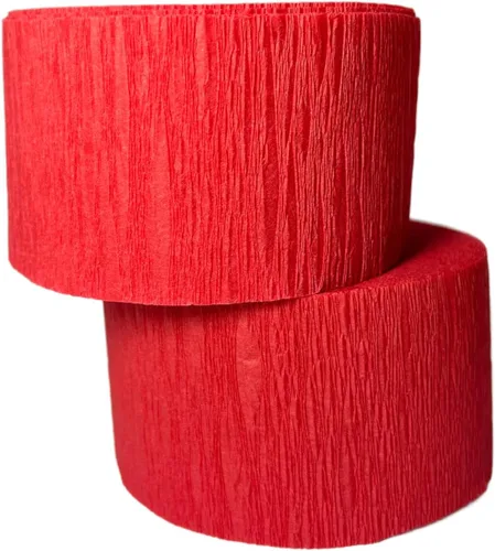 Vista 8 de Serpentinas de papel crepé rojo y dorado amarillo (2 rollos de cada color) Fabricadas en Estados Unidos
