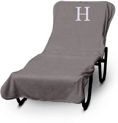 Vista 104 de Funda de lujo para tumbona de piscina con monograma de Hotel y Spa, bordado con letras en bloque - Extra absorbente 100% algodón turco - Rizo suave