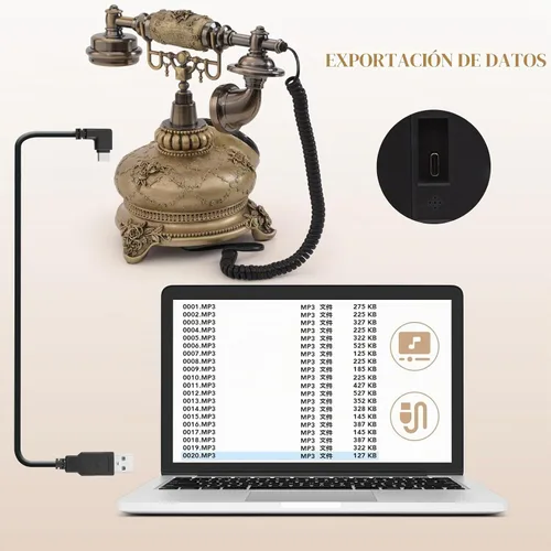 Vista 6 de UKBW Audio - Libro de visitas, capacidad de 32 G, libro de invitados de audio vintage, teléfono de boda, grabación de audio retro, mensaje de voz