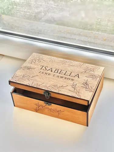 Vista 3 de Personalized wooden name box for memories, keepsake - Christmas gift, present for Him, Boyfriend, Boy, Guy, Groomsmen, Friend for Birthday (Ash tree)