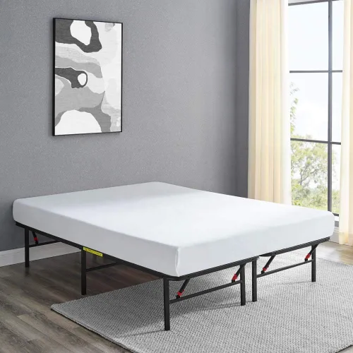 Vista 11 de Marco de cama plegable de metal de 14 pulgadas con montaje sin herramientas, no necesita un somier - completo - Básicos de Yaxa