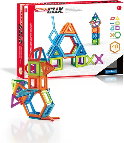 Vista 11 de Guidecraft PowerClix - Juego de bloques de construcción magnéticos con marco, 26 piezas, juguete educativo de construcción creativa