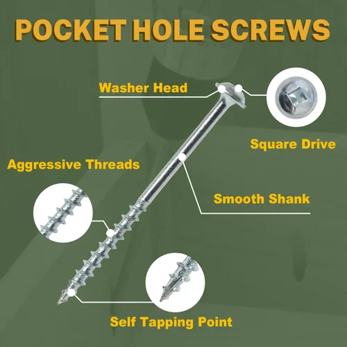 Vista 6 de LIONMAX Tornillos interiores para madera, tornillos de agujero de bolsillo #8 x 2-1/2 pulgadas, 150 unidades, tornillos cuadrados con roscas