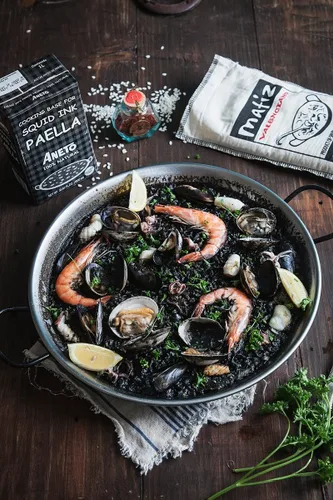 Vista 5 de Aneto Caldo base de cocina de paella de tinta de calamar 33.83 onzas 1 paquete Ingredientes 100% naturales