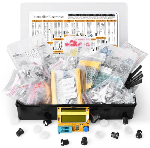 Surtido de componentes electrónicos, Resistencias, Condensadores, Inductores, Diodos, Transistores, Potenciómetro, IC, LED, PCB, Probador LCR, 2200
